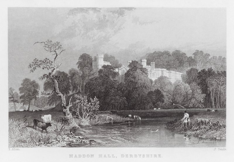 Haddon Hall, Derbyshire (gravür) by Thomas (after) Allom