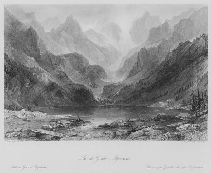 Lac de Gaube, Pireneler (gravür) by Thomas (after) Allom