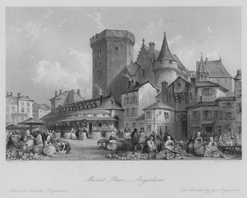 Pazar Yeri, Angouleme (gravür) by Thomas (after) Allom