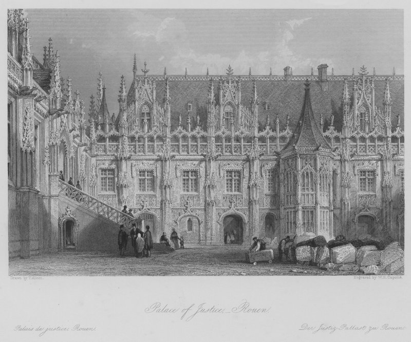 Adalet Sarayı, Rouen (gravür) by Thomas (after) Allom