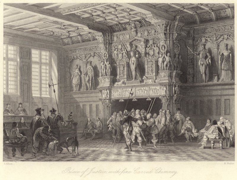Adalet Sarayı, ince Oyma Bacalı, Bruges (gravür) by Thomas (after) Allom