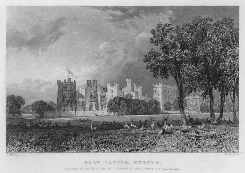 Raby Kalesi, Durham, William-Harry Vane, Cleveland Dükü'nün koltuğu (gravür) by Thomas (after) Allom