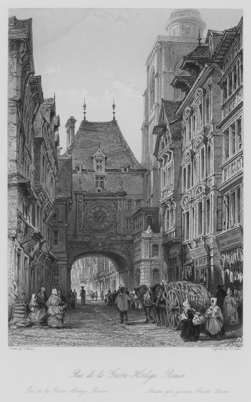 Rue de la Grosse-Horloge, Rouen (gravür) by Thomas (after) Allom