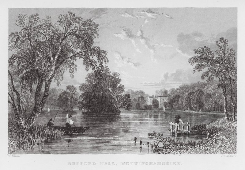 Rufford Hall, Nottinghamshire (gravür) by Thomas (after) Allom