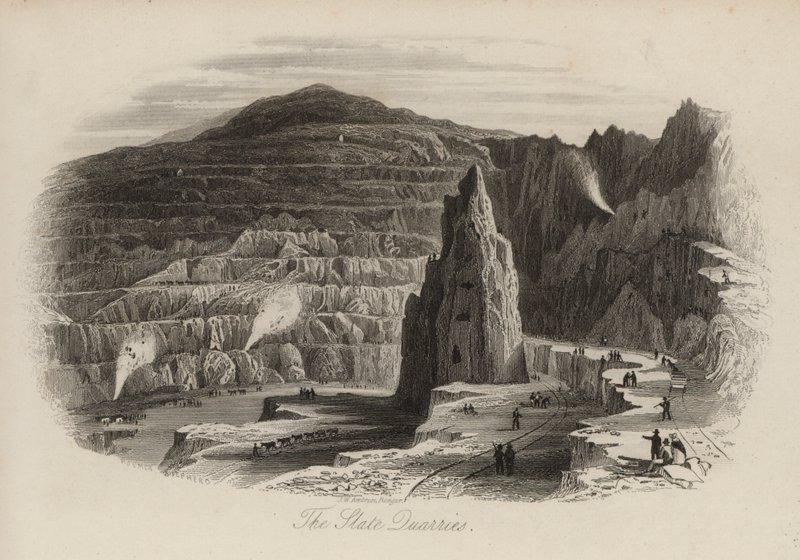 Arduvaz taş ocakları, Bethesda, Kuzey Galler (gravür) by Thomas (after) Allom