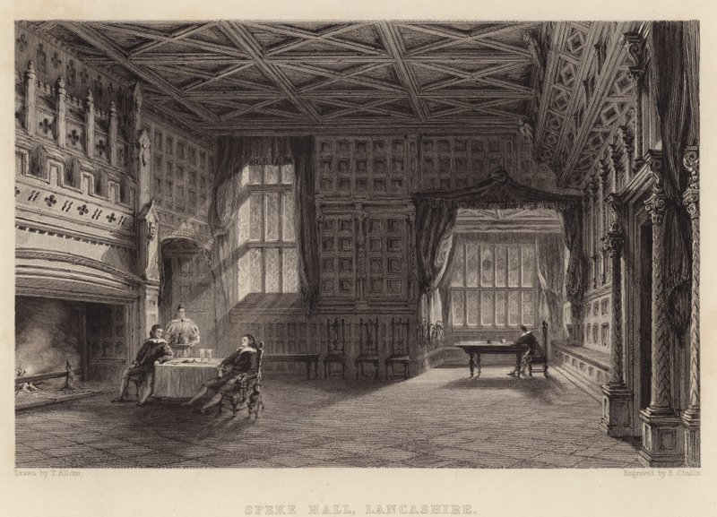 Speke Hall, Lancashire (gravür) by Thomas (after) Allom