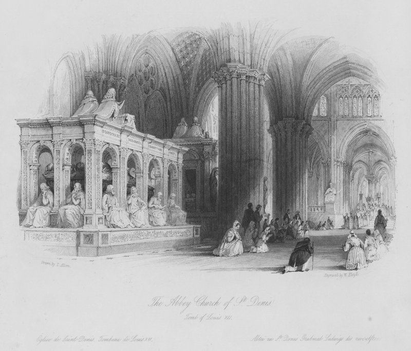 St Denis Abbey Kilisesi, Louis XII Mezarı (gravür) by Thomas (after) Allom
