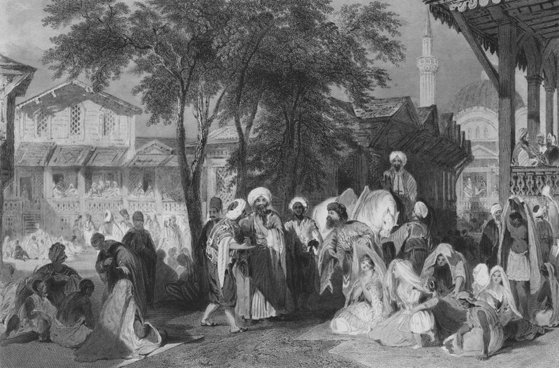 Aurut Çarşısı veya Köle Pazarı, Konstantinopolis (gravür) by Thomas (after) Allom