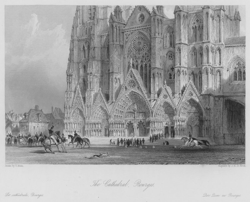 Katedral, Bourges (gravür) by Thomas (after) Allom