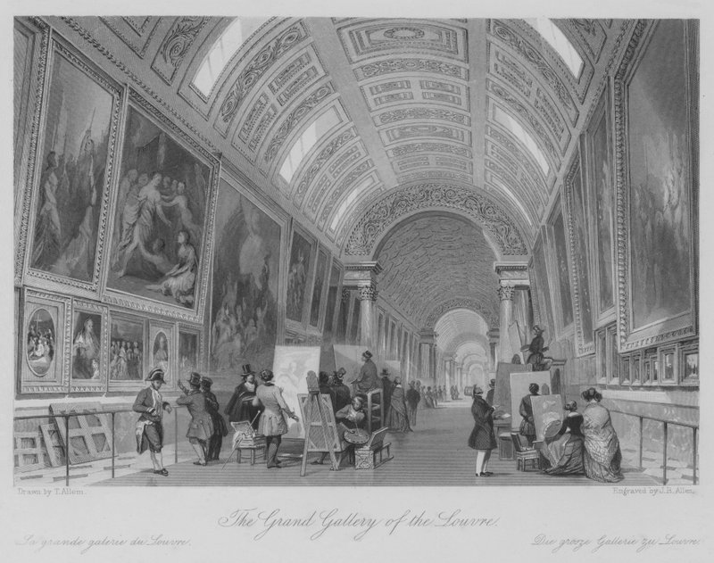 Louvre Büyük Galerisi (gravür) by Thomas (after) Allom