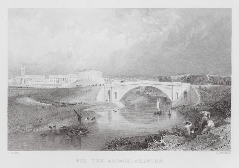 Yeni Köprü, Chester (gravür) by Thomas (after) Allom