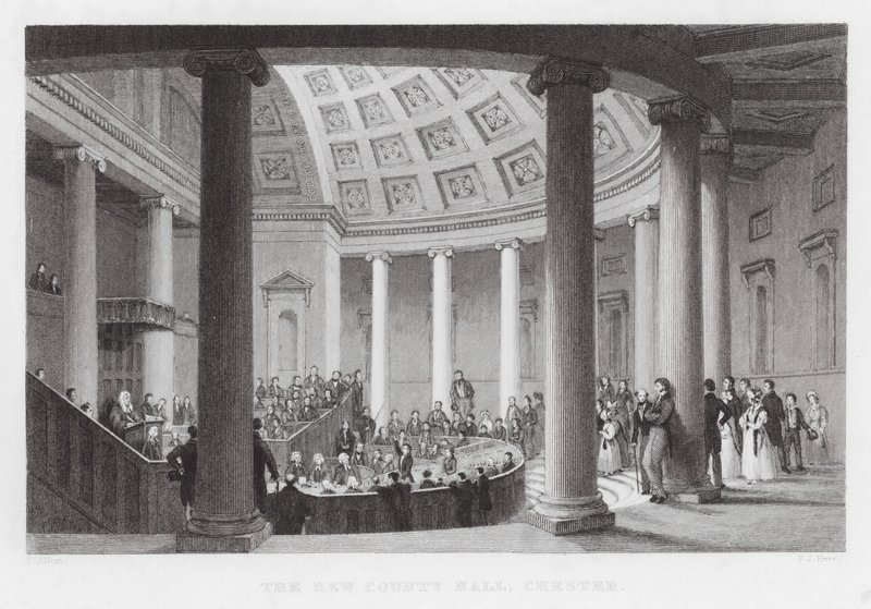 New County Hall, Chester (gravür) by Thomas (after) Allom