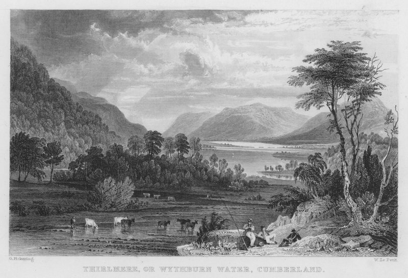 Thirlmere veya Wythburn Water, Cumberland (gravür) by Thomas (after) Allom