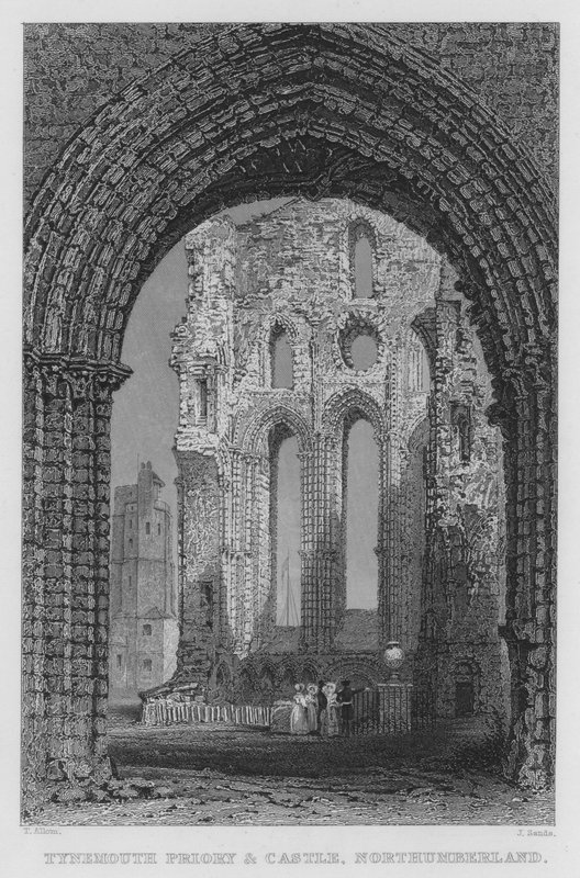 Tynemouth Manastırı ve Kalesi, Northumberland (gravür) by Thomas (after) Allom