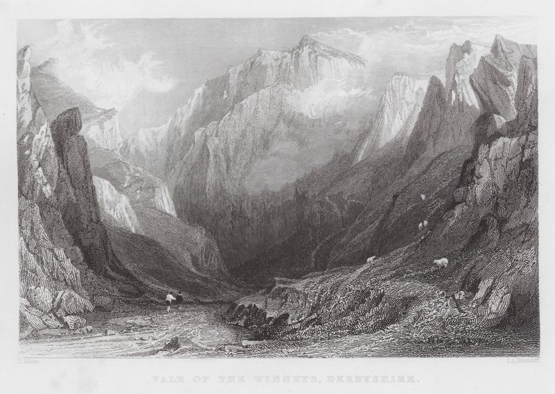 Winnets Vadisi, Derbyshire (gravür) by Thomas (after) Allom