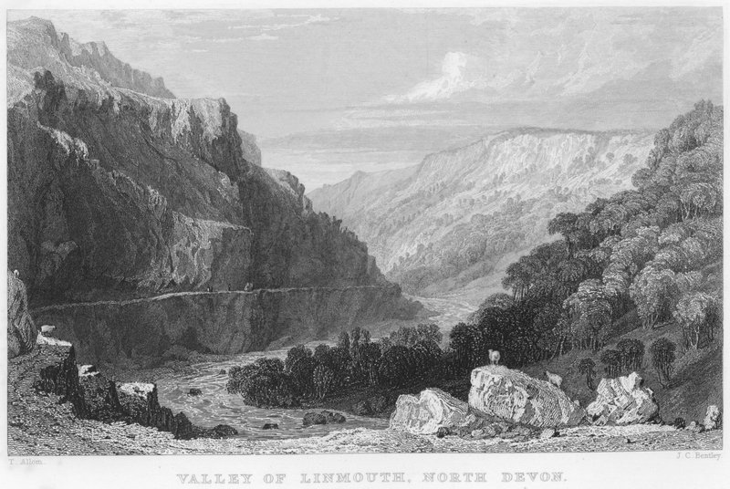 Linmouth Vadisi, Kuzey Devon (gravür) by Thomas (after) Allom