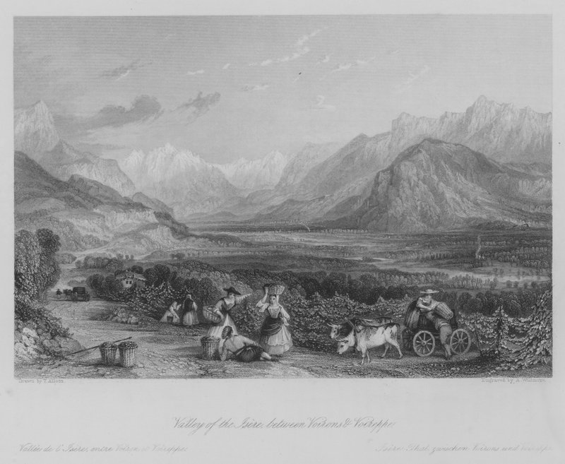 Voirons ve Voireppe arasındaki Isere Vadisi (gravür) by Thomas (after) Allom