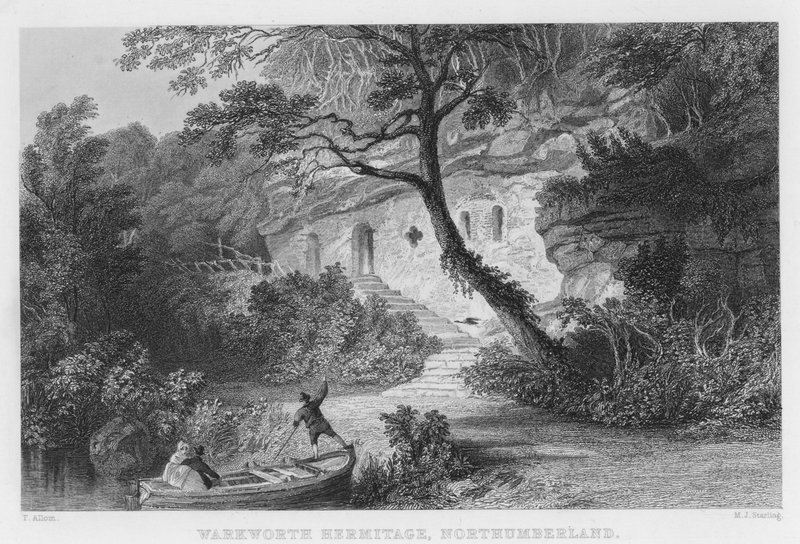 Warkworth Hermitage, Northumberland (gravür) by Thomas (after) Allom