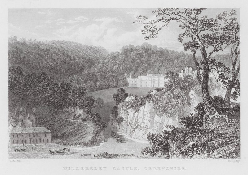 Willersley Kalesi, Derbyshire (gravür) by Thomas (after) Allom