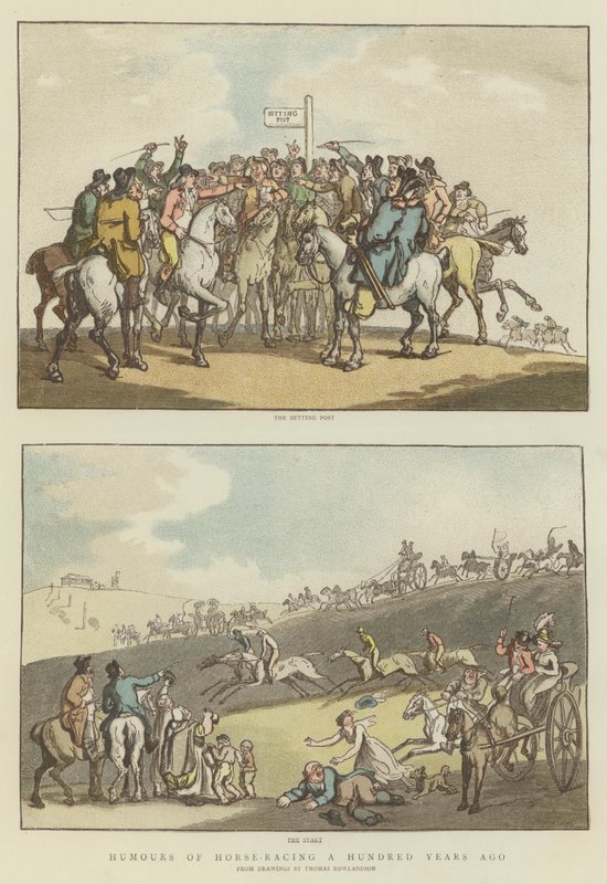 Yüz Yıl Önce At Yarışı Mizahları (chromolitho) by Thomas (after) Rowlandson