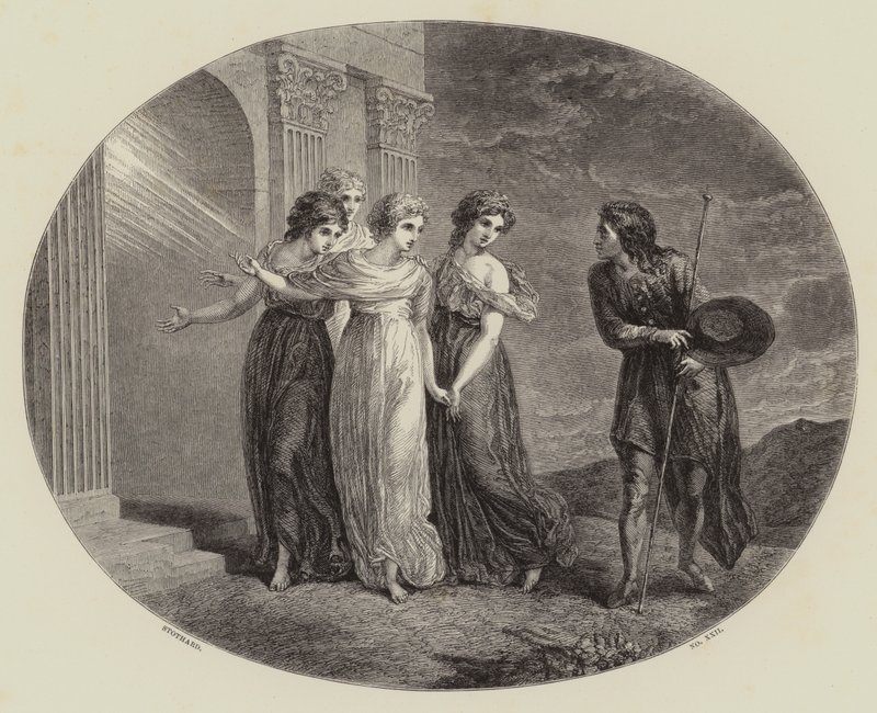 "Hacının İlerlemesi"nden Davet (gravür) by Thomas (after) Stothard