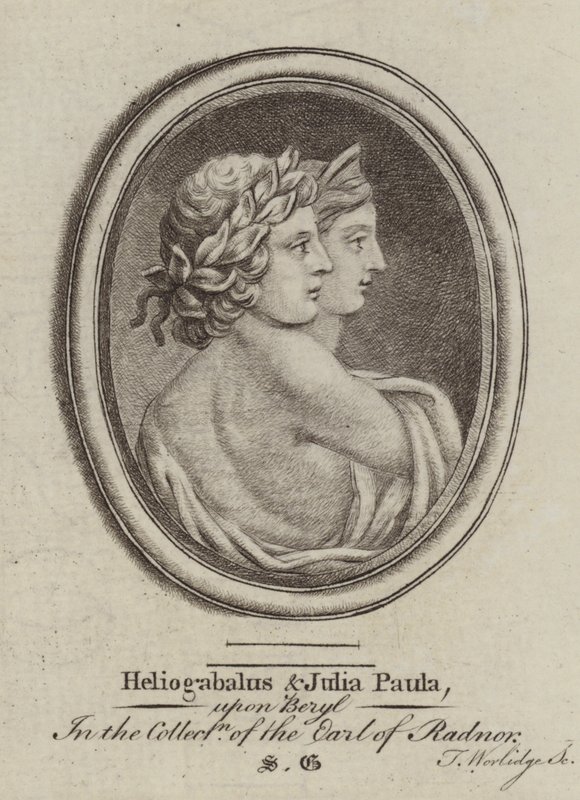 Heliogabalus, Roma İmparatoru ve İmparatoriçe Julia Paula (gravür) by Thomas (after) Worlidge