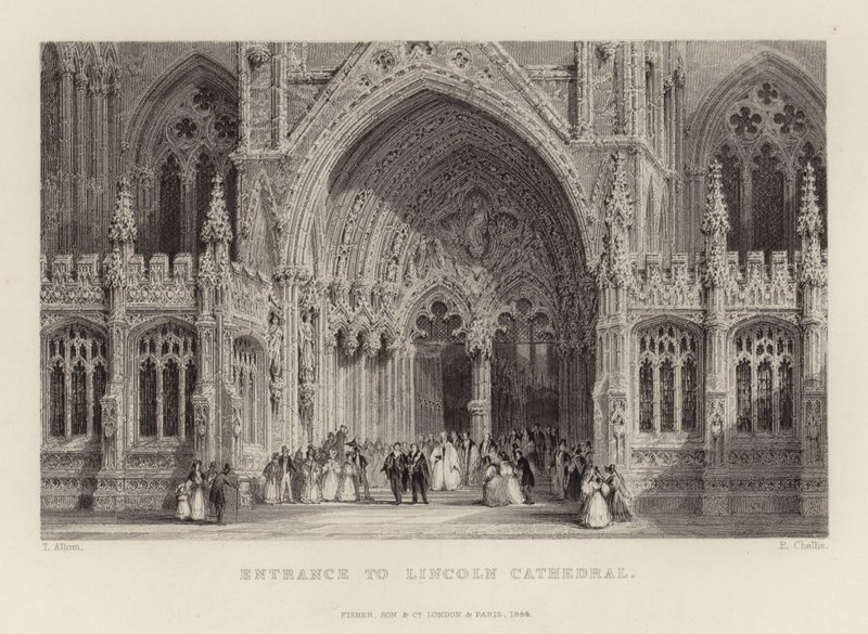 Lincoln Katedrali'ne giriş by Thomas Allom