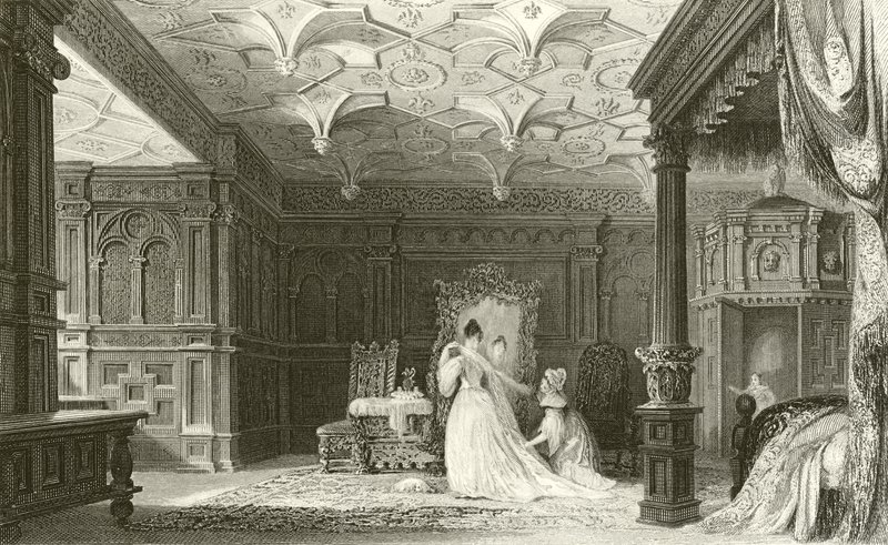 Interior of Sizergh Hall, Westmorland  by Thomas Allom