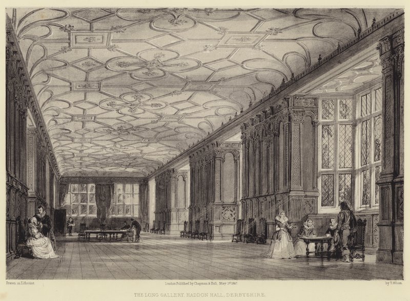 Uzun Galeri, Haddon Salonu, Derbyshire by Thomas Allom