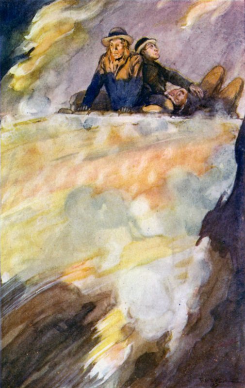 Jules Verne'in Dünyanın Merkezine Yolculuk için İllüstrasyonu (renkli litho) by Thomas Cantrell Dugdale