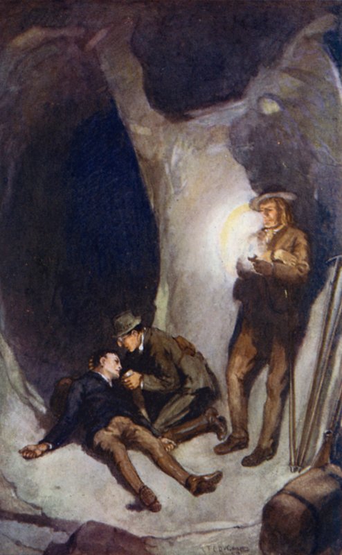 Jules Verne'in Dünyanın Merkezine Yolculuk için İllüstrasyonu (renkli lito) by Thomas Cantrell Dugdale