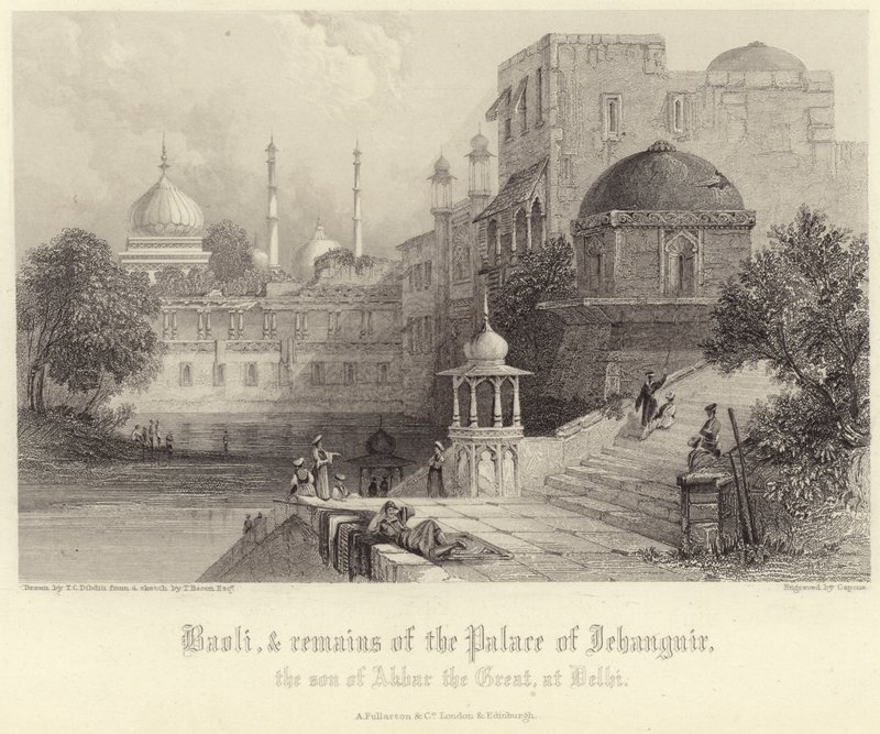 Baoli ve Jehanguir Sarayı kalıntıları by Thomas Colman Dibdin