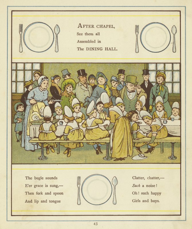 A group of children seated around a dining table  by Thomas Crane