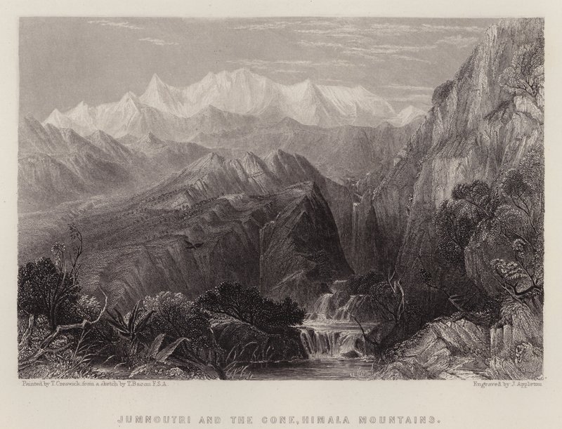 Jumnoutri ve Koni, Himala Dağları (renkli taş) by Thomas Creswick