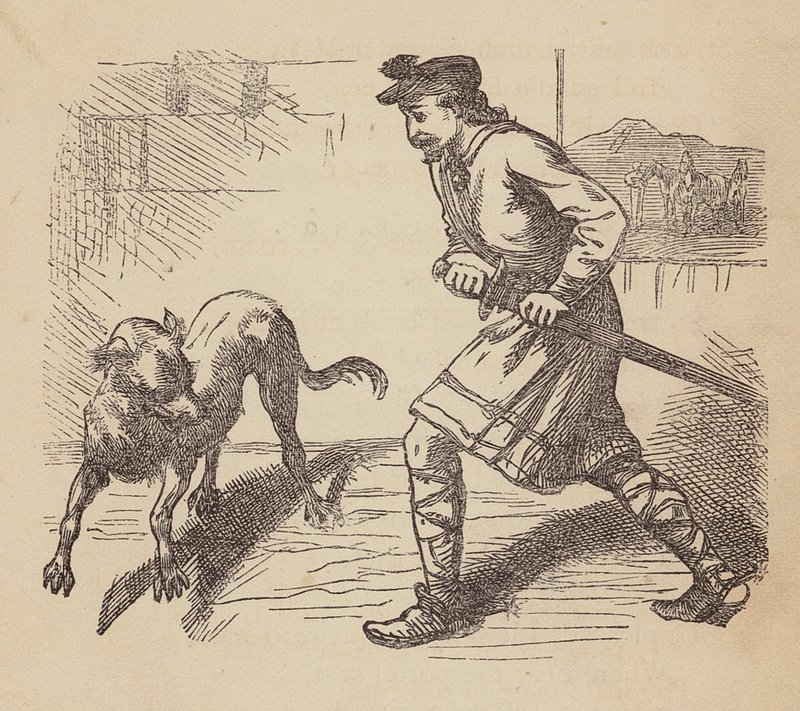 Llewellyn ve Köpeği (renkli gravür) by Thomas Dalziel