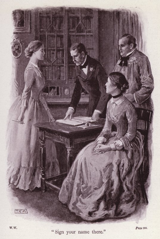 Wilkie Collins tarafından Beyazlı Kadın için İllüstrasyon (litho) by Thomas Eyre Macklin