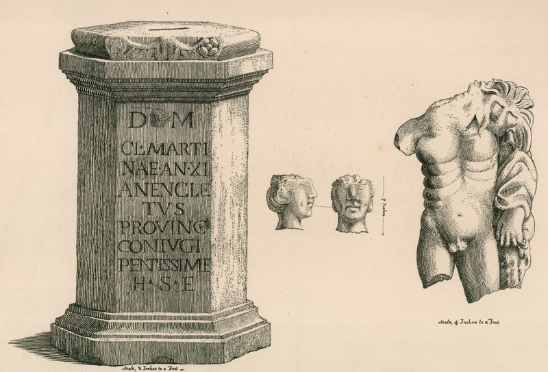 Roma işçiliğinin Herkül heykelinin bir kaidesi ve parçası by Thomas Fisher Hoxton