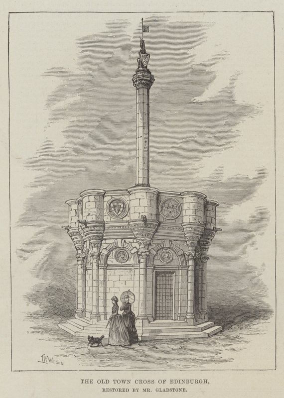 Edinburgh Old Town Cross, Bay Gladstone tarafından restore edildi by Thomas Harrington Wilson