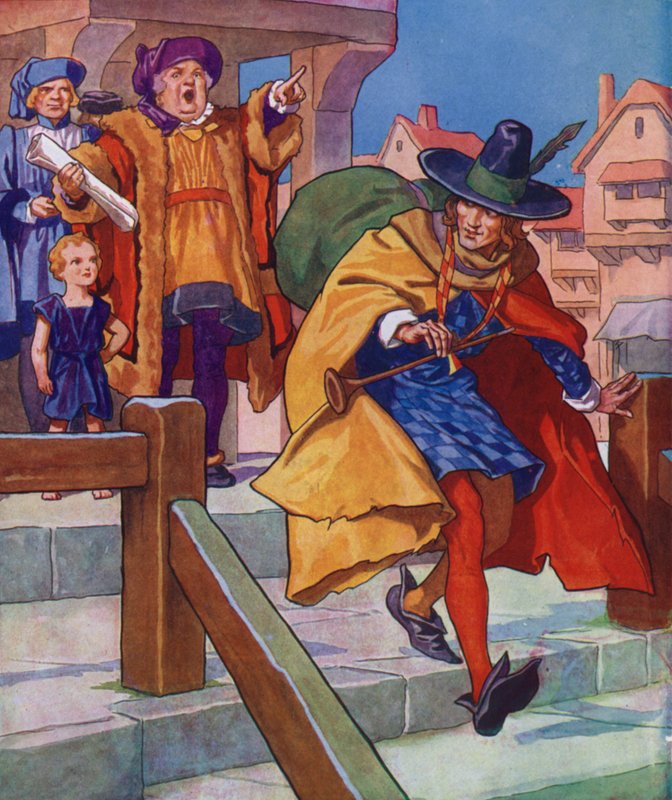 Fareli Köyün Kavalcısı için illüstrasyon (renkli taş baskı) by Thomas Heath Robinson