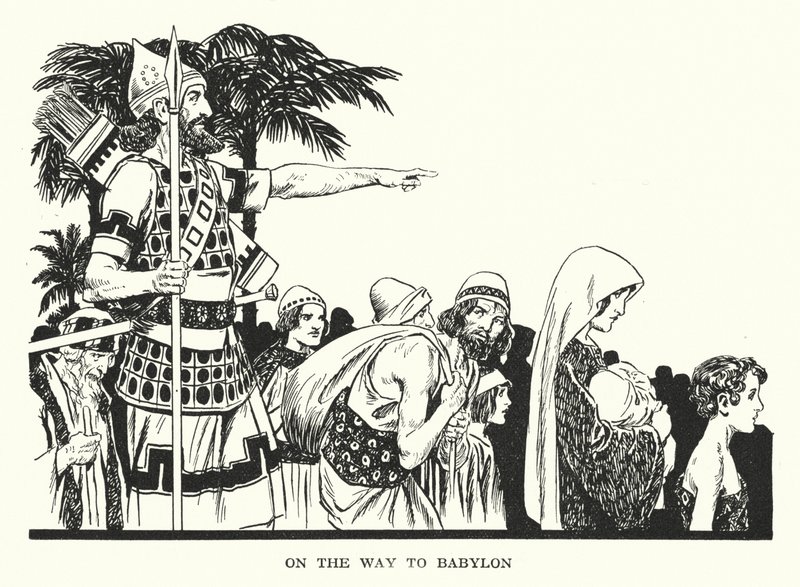 Babil Yolunda (taş baskı) by Thomas Heath Robinson