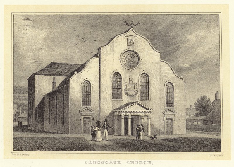 Canongate Kilisesi (gravür) by Thomas Hosmer (after) Shepherd
