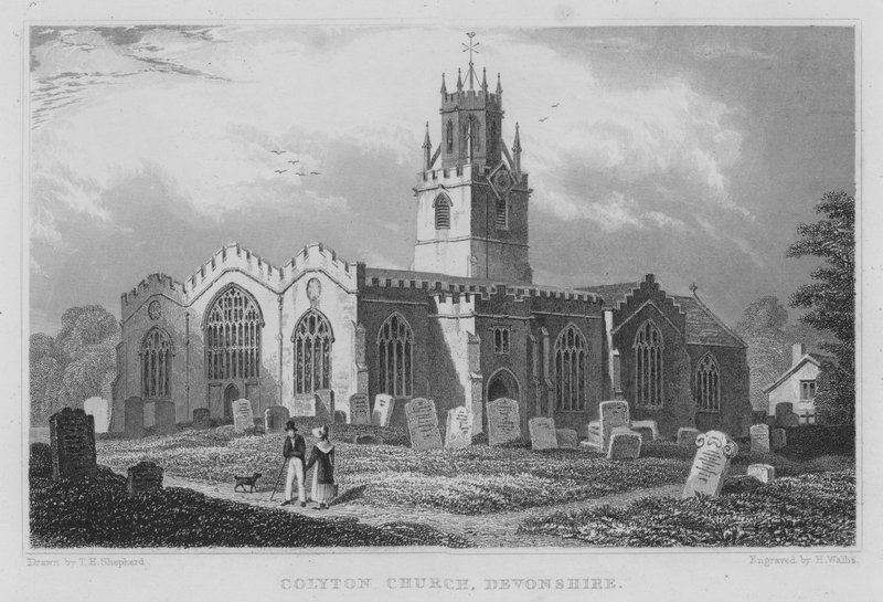 Colyton Kilisesi, Devonshire (gravür) by Thomas Hosmer (after) Shepherd