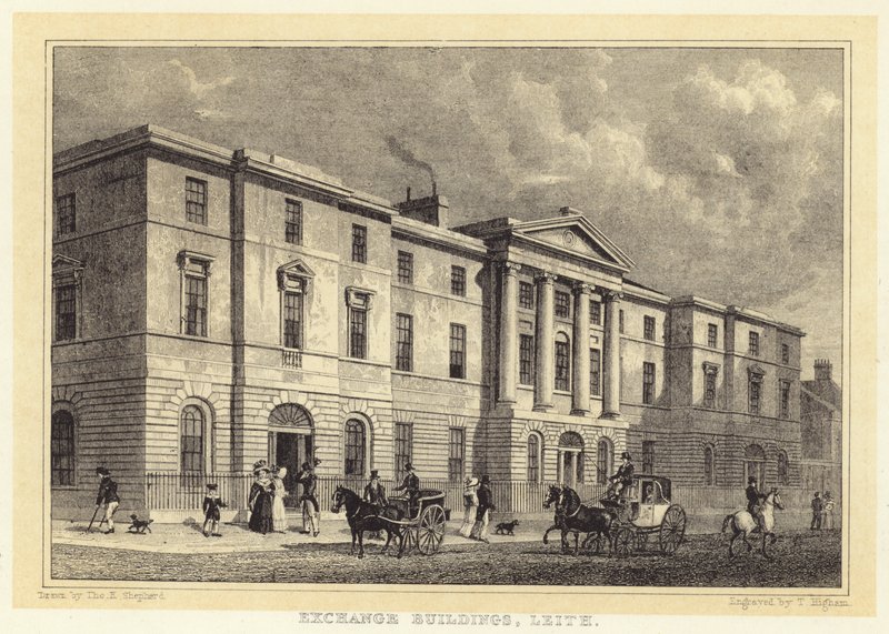 Değişim Binaları, Leith (gravür) by Thomas Hosmer (after) Shepherd