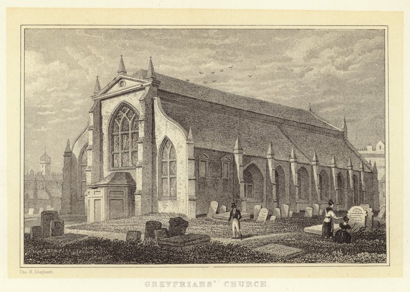 Greyfriars Kilisesi (gravür) by Thomas Hosmer (after) Shepherd
