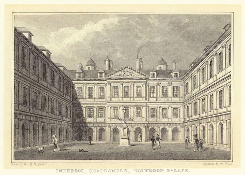 İç Dörtgen, Holyrood Sarayı (gravür) by Thomas Hosmer (after) Shepherd