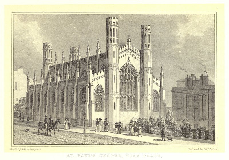 St Paul Şapeli, York Place (gravür) by Thomas Hosmer (after) Shepherd