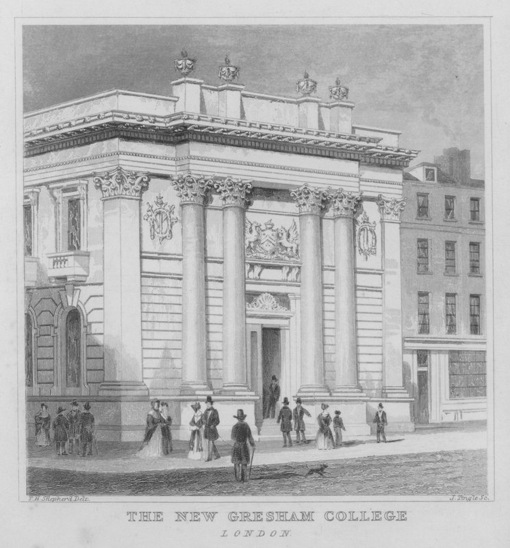 New Gresham College, Londra (gravür) by Thomas Hosmer (after) Shepherd