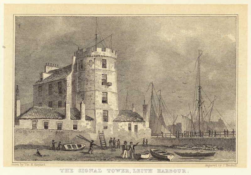 Sinyal Kulesi, Leith Limanı (gravür) by Thomas Hosmer (after) Shepherd