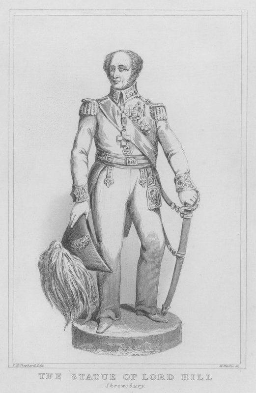 Lord Hill Heykeli, Shrewsbury (gravür) by Thomas Hosmer (after) Shepherd