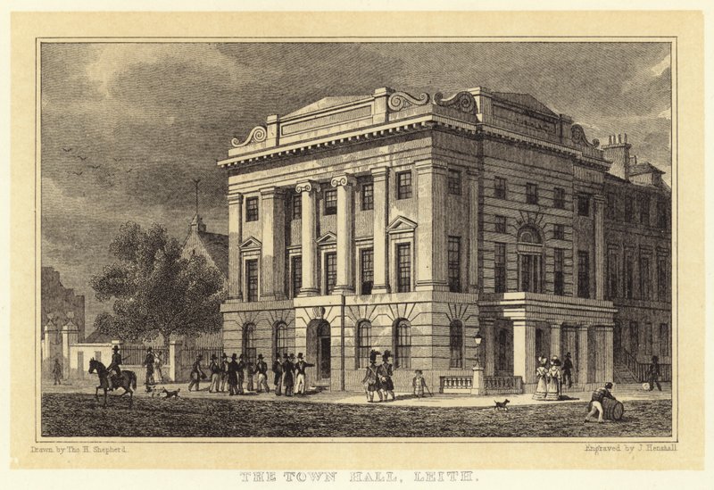 Belediye Binası, Leith (gravür) by Thomas Hosmer (after) Shepherd